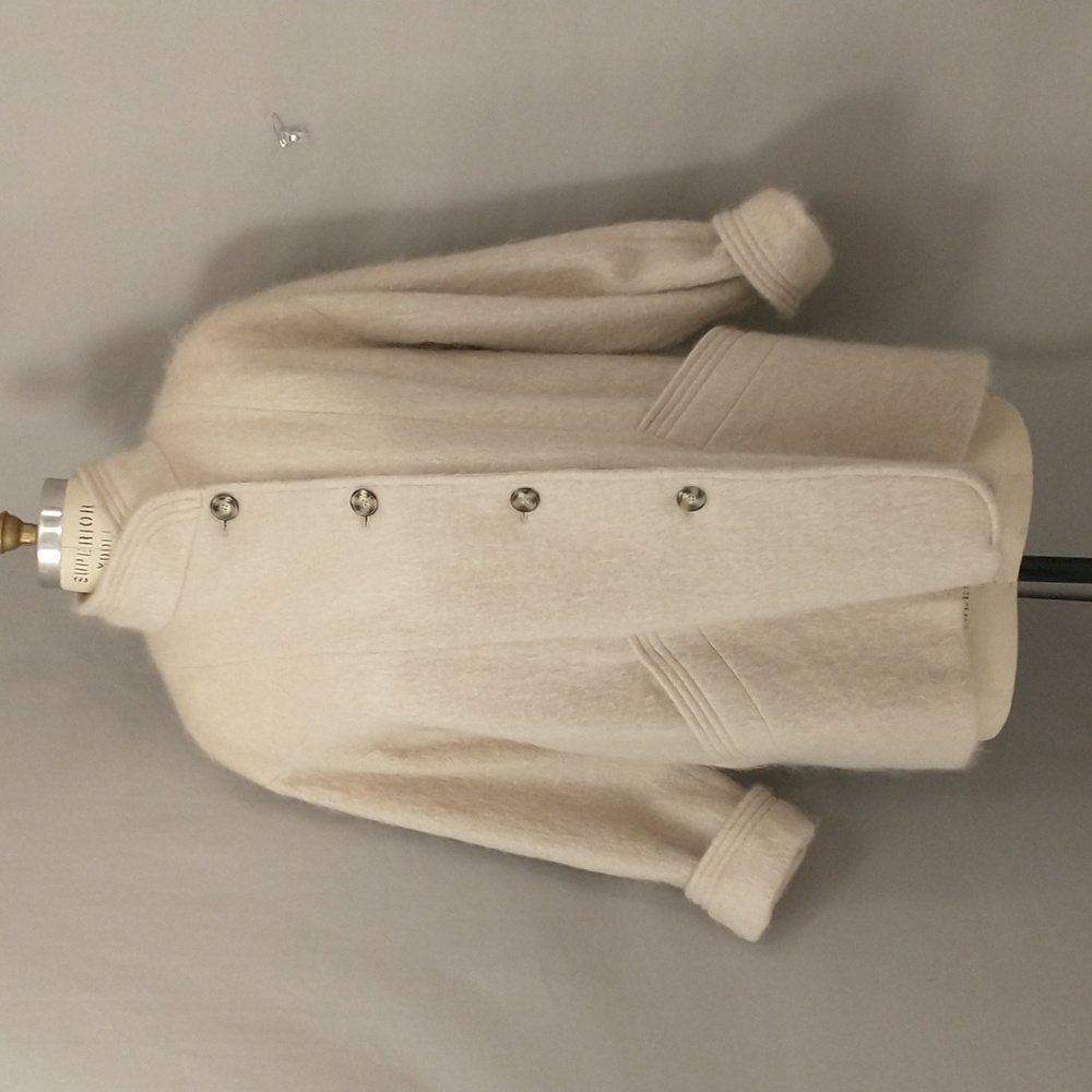 Vintage Mohair Blend Car Coat Cream Beige USA Made Loring Sz 20W Classic Wool